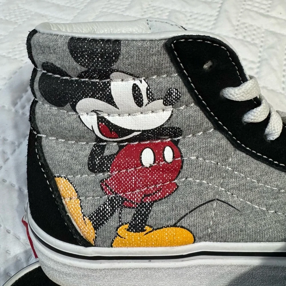 Vans Kids Mickey Mouse Disney Black Gray High-Top Sneakers Size 4 - Picture 7 of 13